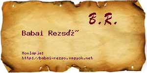 Babai Rezső névjegykártya